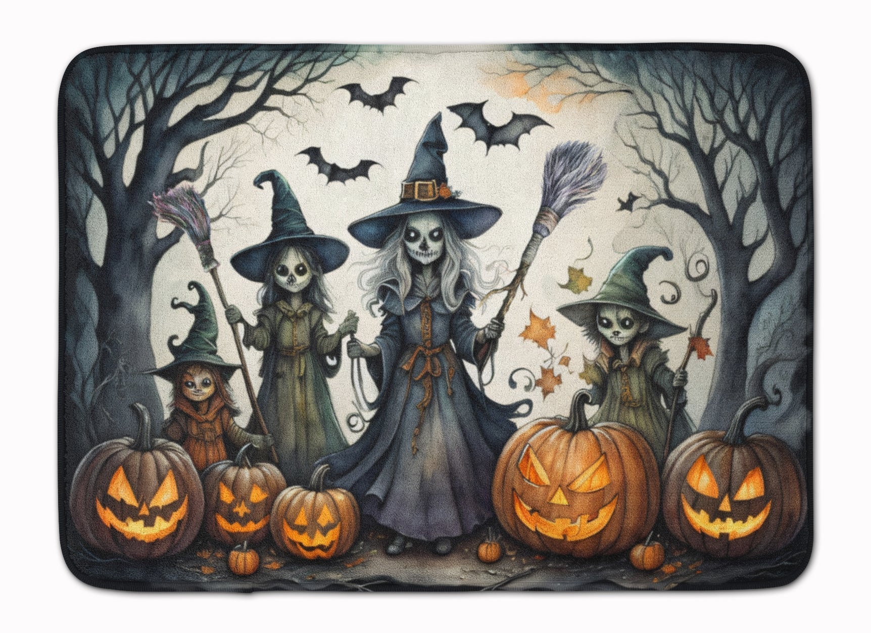 Witches Spooky Halloween Memory Foam Kitchen Mat-0