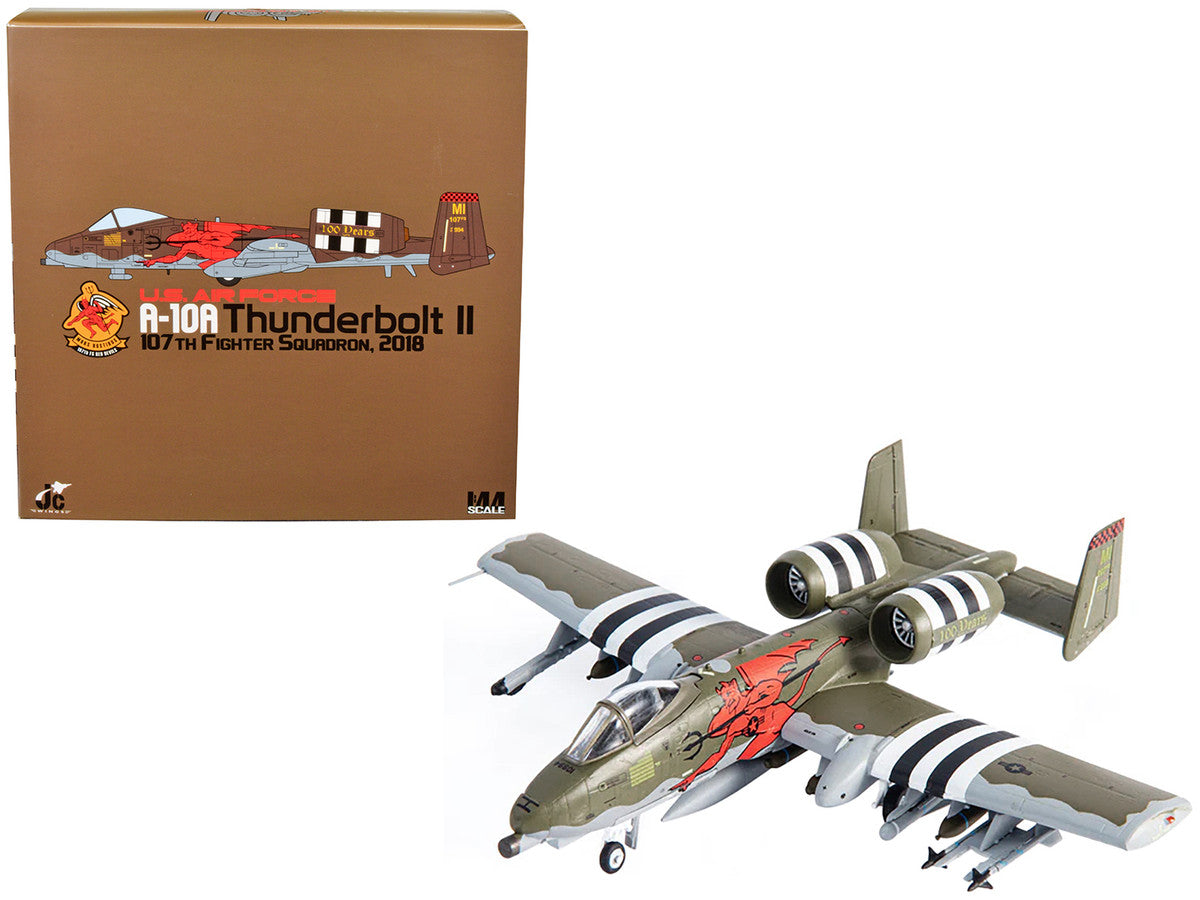 Fairchild Republic A-10A Thunderbolt II Aircraft "US Air Force 107th Fighter Squadron 100th Anniversary Edition" (2018) 1/144 Diecast Model by JC Wings-0