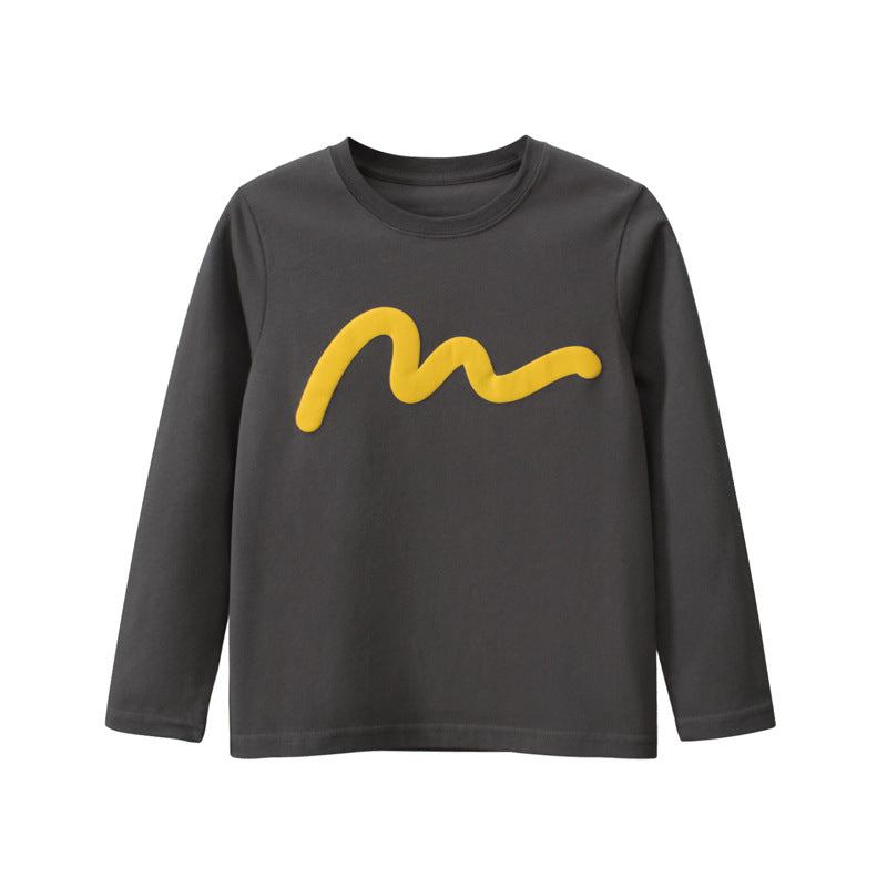 Children Simple Color Print Pattern Fashion Al Match Shirt