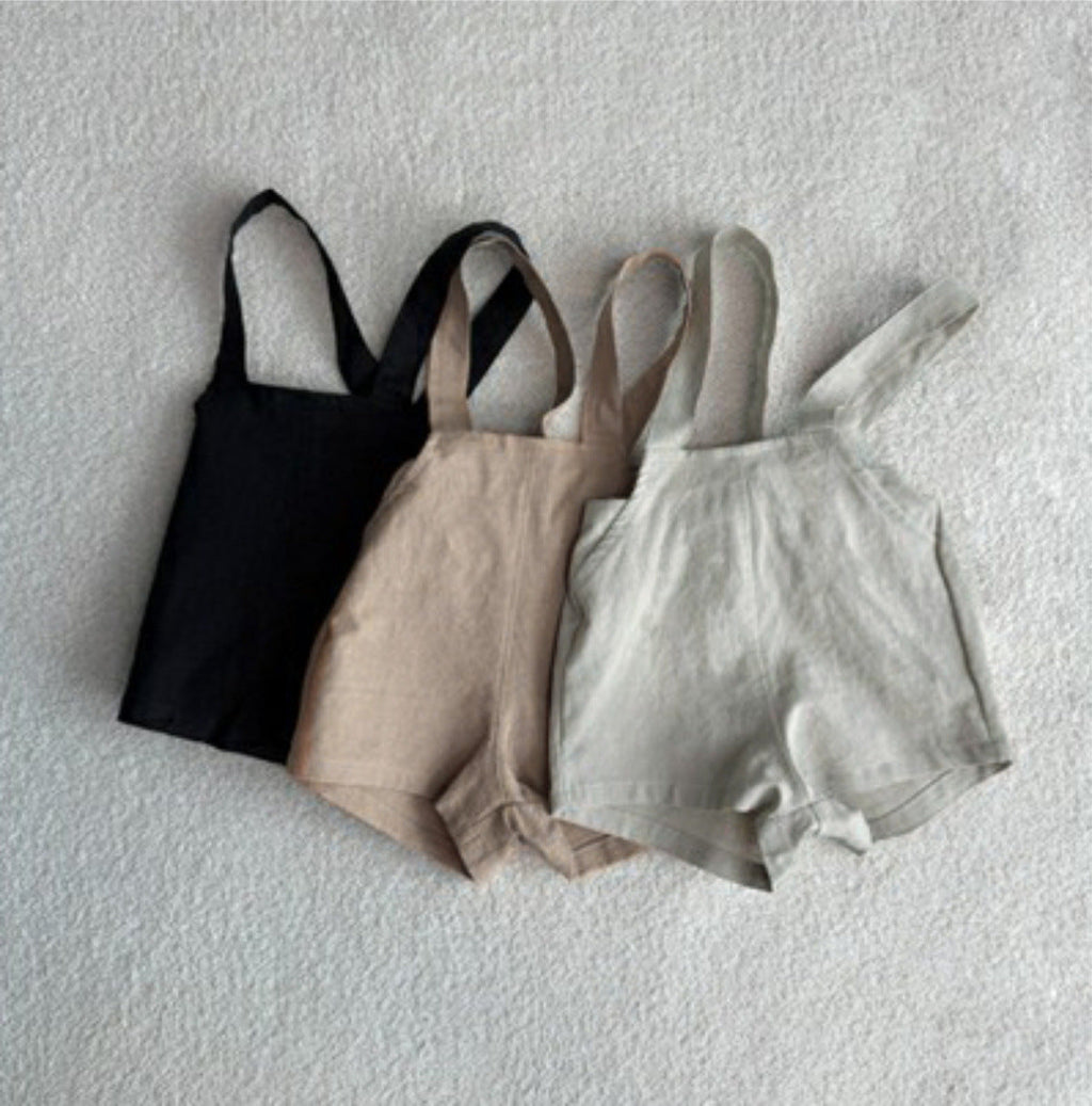 Summer Hot Selling Baby Kids Unisex Sleeveless Solid Color Overalls